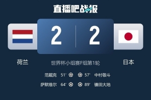 日本與荷蘭2-2戰(zhàn)平，國(guó)內(nèi)收視收聽(tīng)率瞬間最高達(dá)34.1%