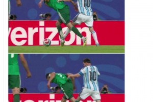 阿根廷ESPN發(fā)梅西踩踏圖片配表情：